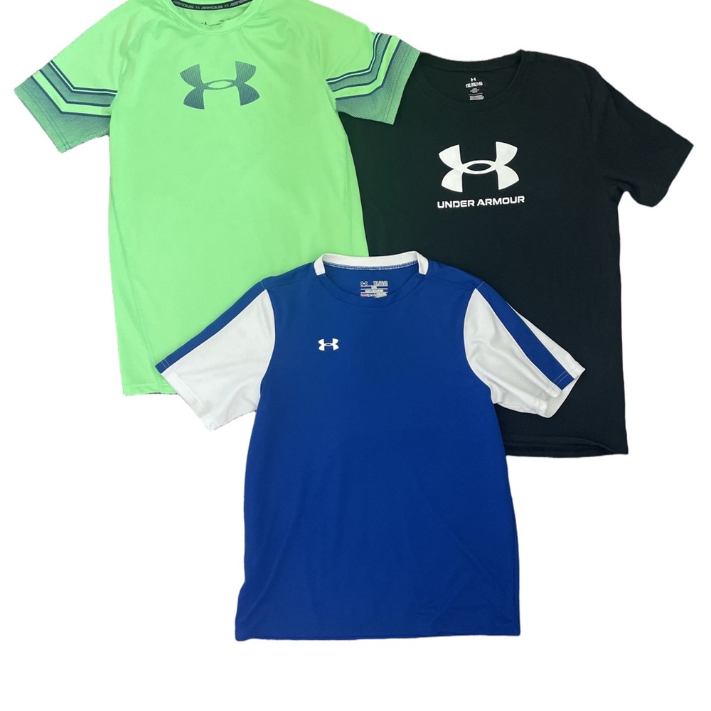 Under Armour Kids' Tees - Lime Green, Black, and Royal Blue - Picture 1 of 4